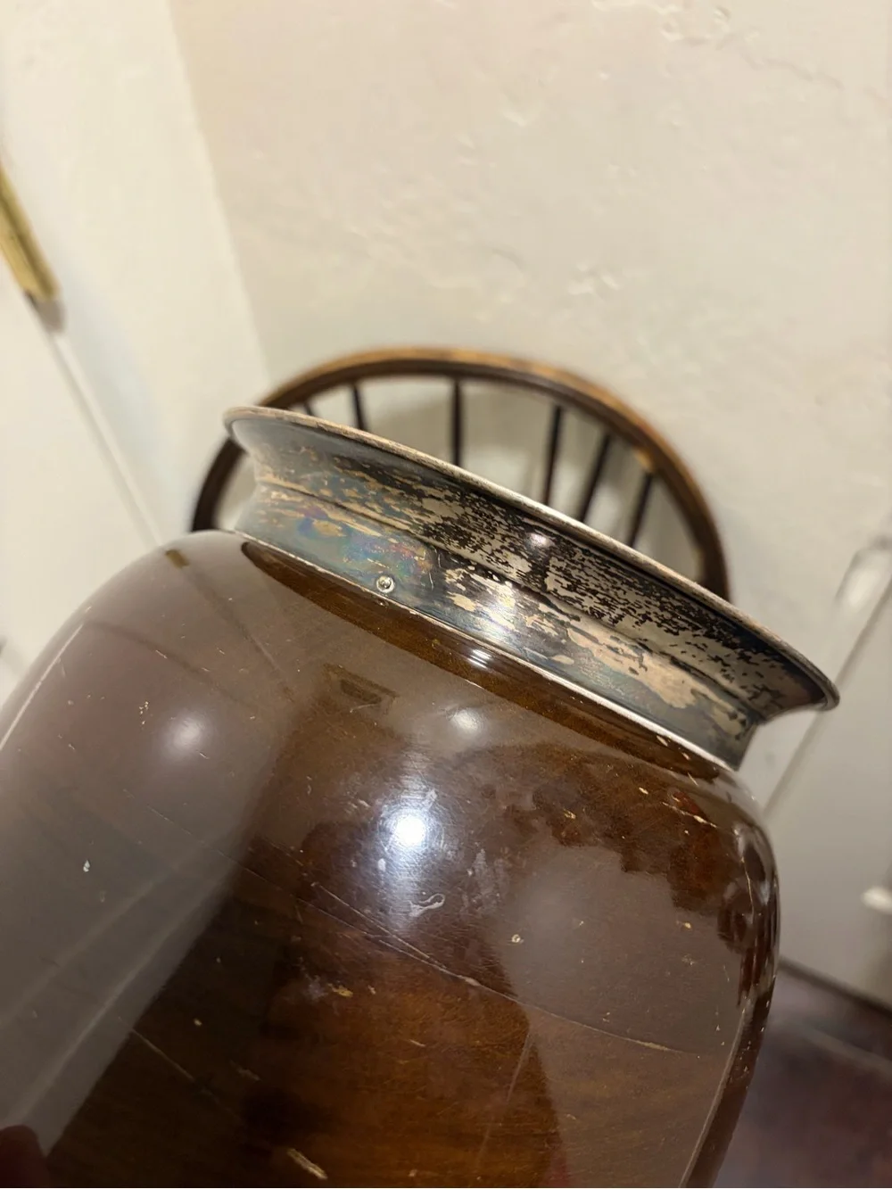 Vintage Sterling Silver Mahogany Ice Bucket With Lid